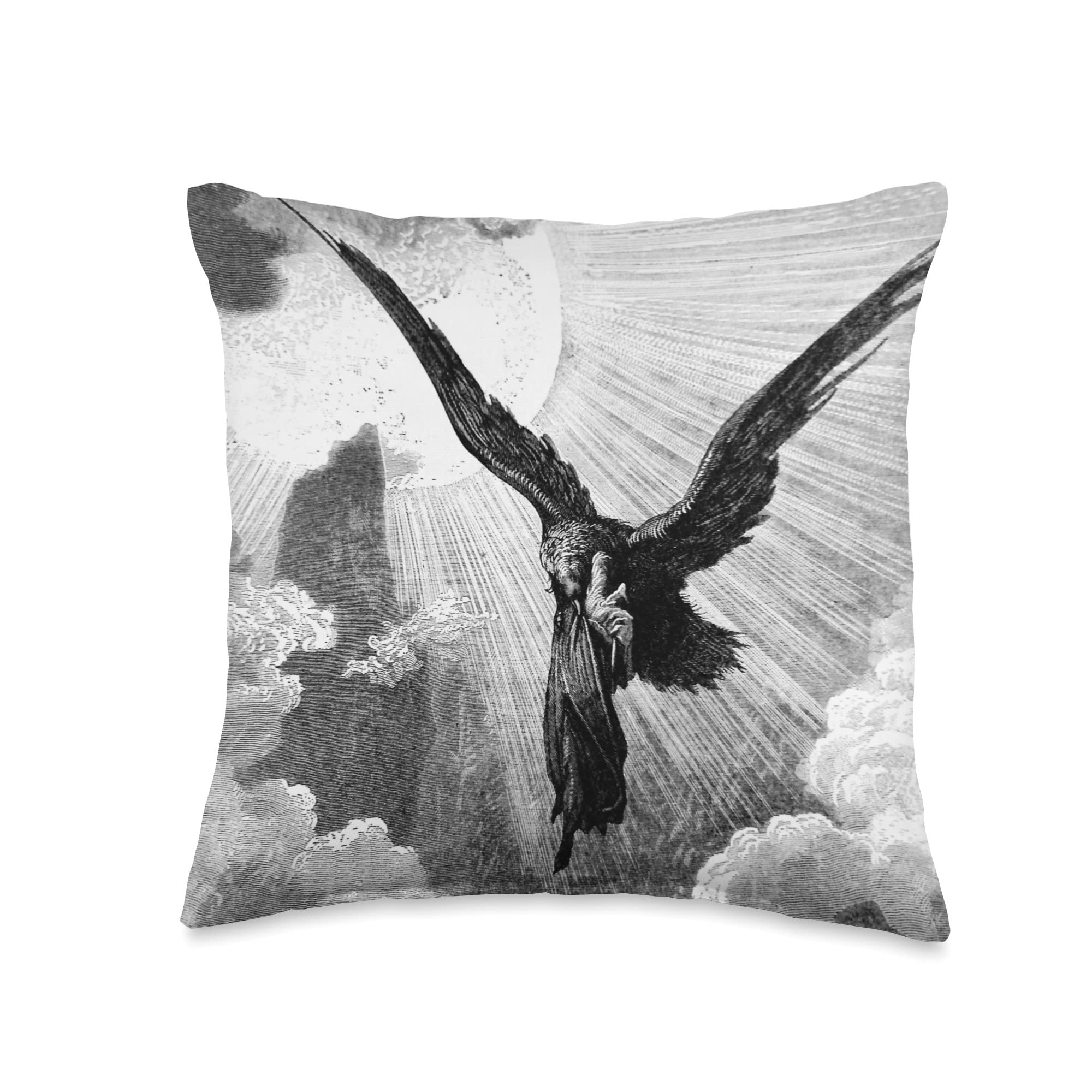 Twisted City ArtGustave Doré-Dante and The Eagle-Art for Artists Throw Pillow, 16x16, Multicolor