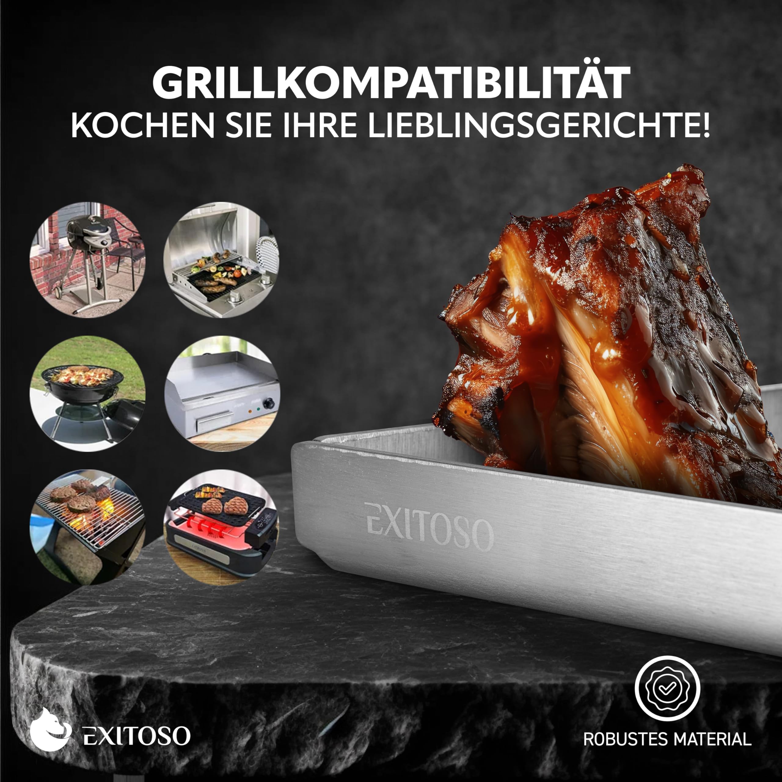 Exitoso Grillplatte 30x40cm | Plancha Mit Grillspachtel | Gasgrill Aus Dickem & Rostfreiem Edelstahl | 4mm Dicke | Universalgröße, Silber