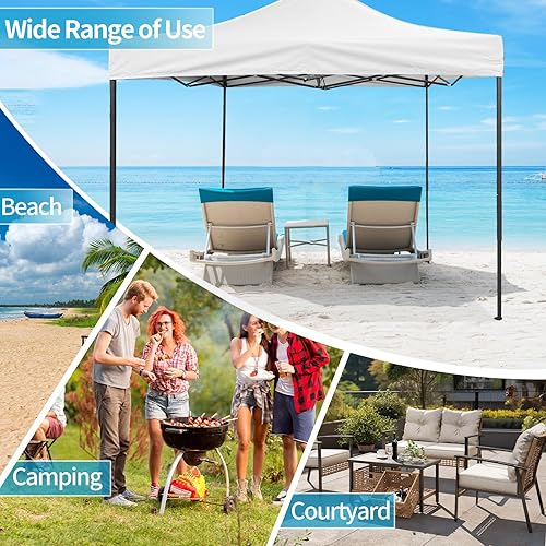 Miniatura 8 de Tienda de campaña con toldo, toldo desplegable de 10 x 10 pies con bolsa de transporte, 4 sacos de arena, tiendas de campaña al aire libre para