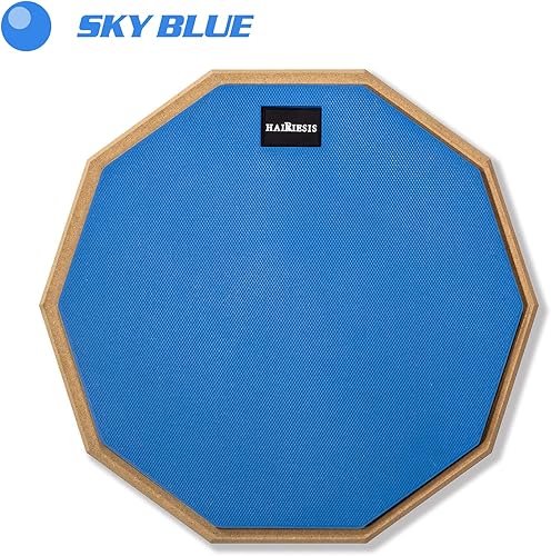 Miniatura 12 de HAIRIESIS Almohadilla de práctica de tambor, almohadilla de práctica de 12 pulgadas, almohadilla de batería silenciosa de doble cara y palos,Bolsa