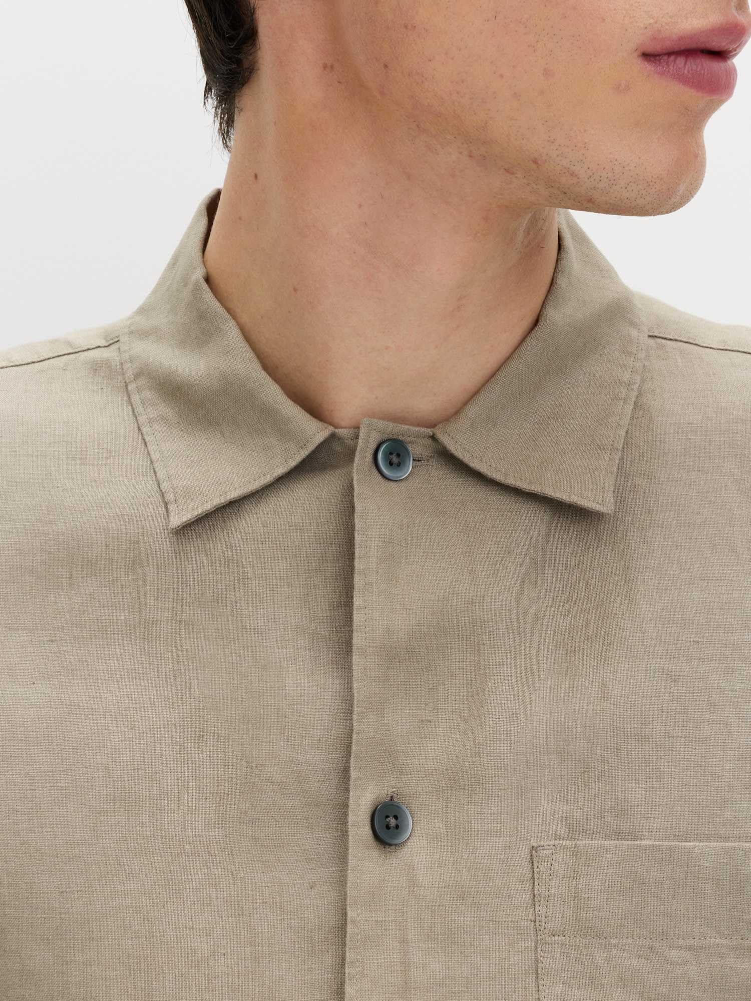 Marks & Spencer Camisa de Manga Corta de Lino Puro para Hombre, Ajuste Normal, Cuello Clásico, Transpirable