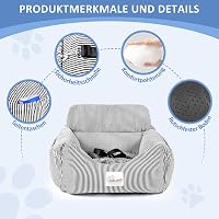 CALIYO Kutya Autóülés Biztonsági Övvel és Stabil Alappal, Kis Kutyáknak 10 kg-ig, Memory Foam Ülőke, Vízálló Mosható Fekete-Fehér 3