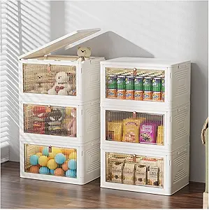 CTSNSLH 24Qt Organization and Storage Stackable Storage Bins With Lids Collapsible Plastic Closet Organizers and Storage Storage Organizer Large Storage Box Containers Without Wheels