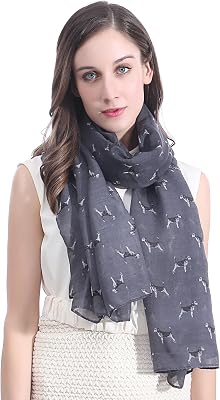 Lina & Lily Beagle Dog Print Large Scarf Lightweight, Gift for Dog Lover (Dark Grey)