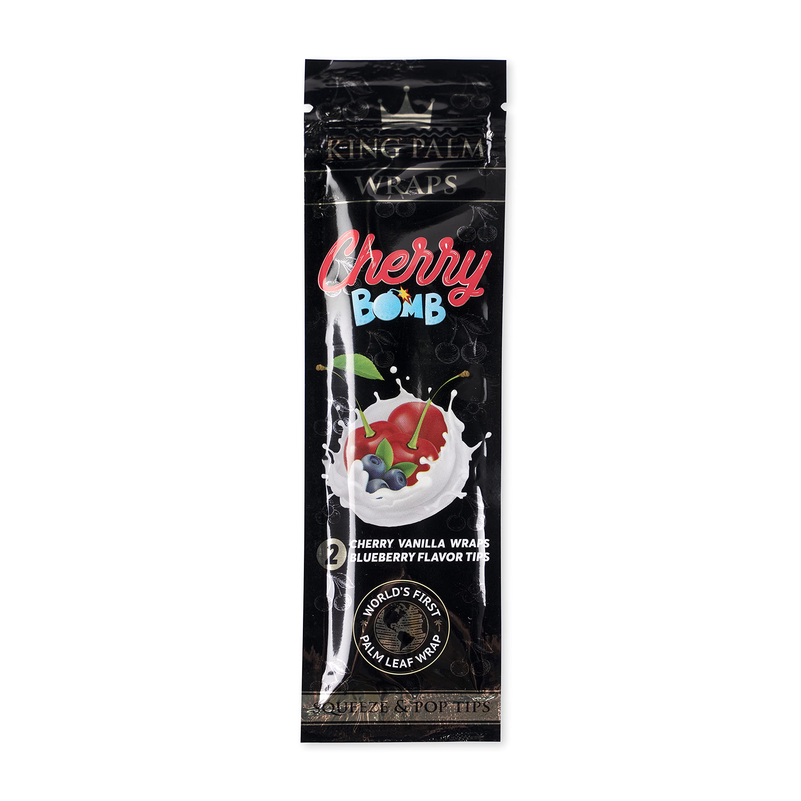 KING PALMFlavors Wrap With Flavored Filter Tip - All Natural Rolling Papers - Flavored Filter Tips - Natural Palm Leaf Wrap (Cherry Bomb, 1 Count)