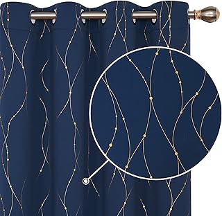 Deconovo Tende Oscuranti Termiche Isolanti Bambini Stampate con Occhielli per Casa Moderne Interni Coprente Moderne per Soggiorno Bambini 2 Pannelli Blu Navy 117x183 cm