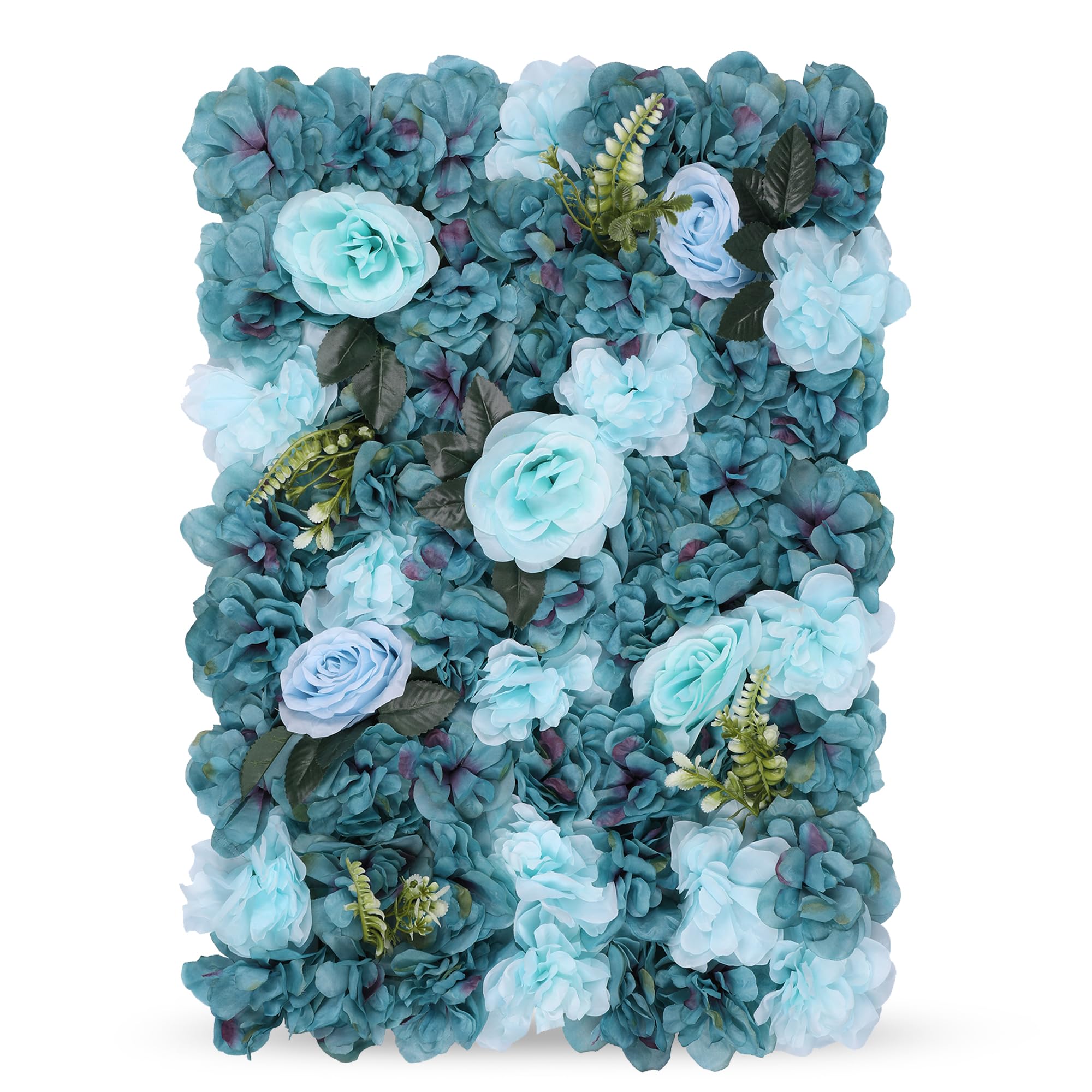 WedDecor Flowers Panels with Green Leaves, Sky Blue & Turquoise Blue, 12pcs — image 1