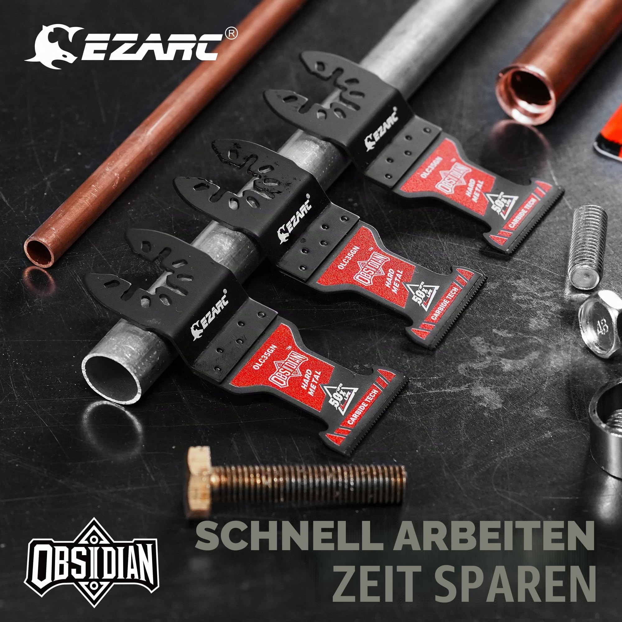 EZARC Obsidian Hartmetall Multitool Sägeblätter, TiCN, für Metall (Schwarz für Metall, 10-tlg)
