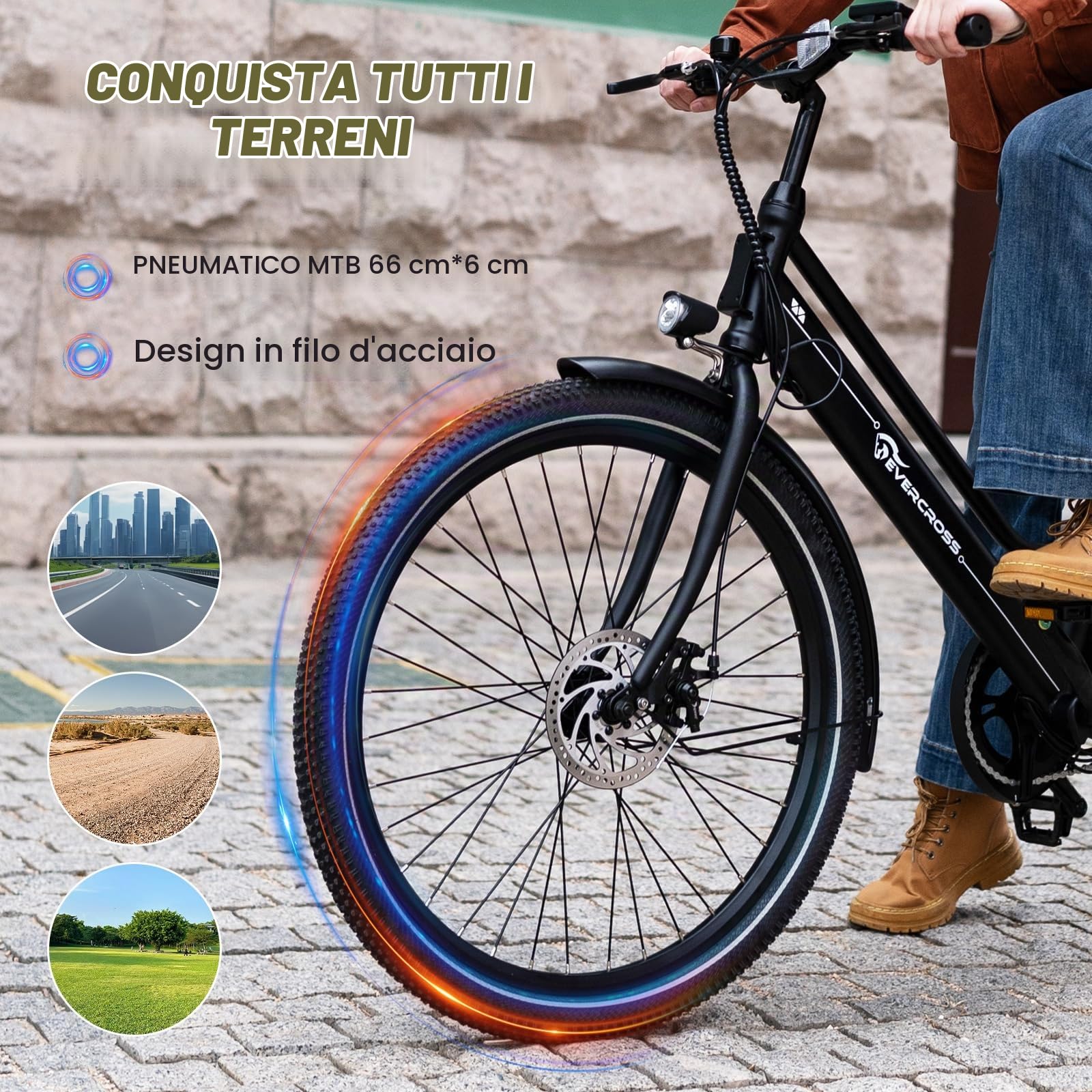 EVERCROSS EK8 Bici Elettrica con Pedalata Assistita per Adulti, 26 Pollici