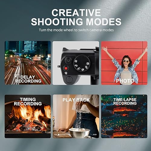 Miniatura 6 de Monitech Cámara digital para fotografía y video, cámara de vlogging 4K 48MP para YouTube con pantalla abatible de 180, zoom digital 16X, 2 baterías,