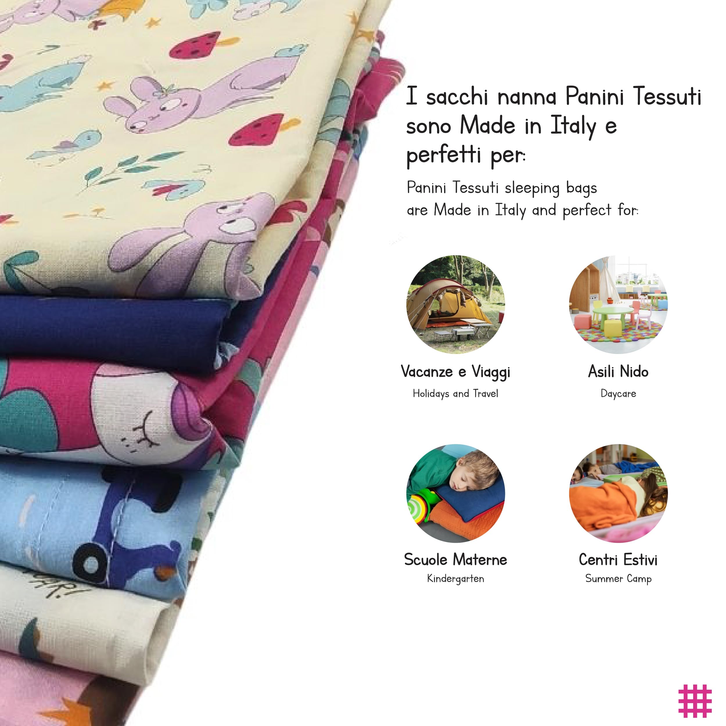 Sacco nanna Estivo personalizzato con nome ricamato per Bimbo e Bimba da 2 a 6 Anni - Tessuto 100% Cotone-Copertina Asilo-Macchinine
