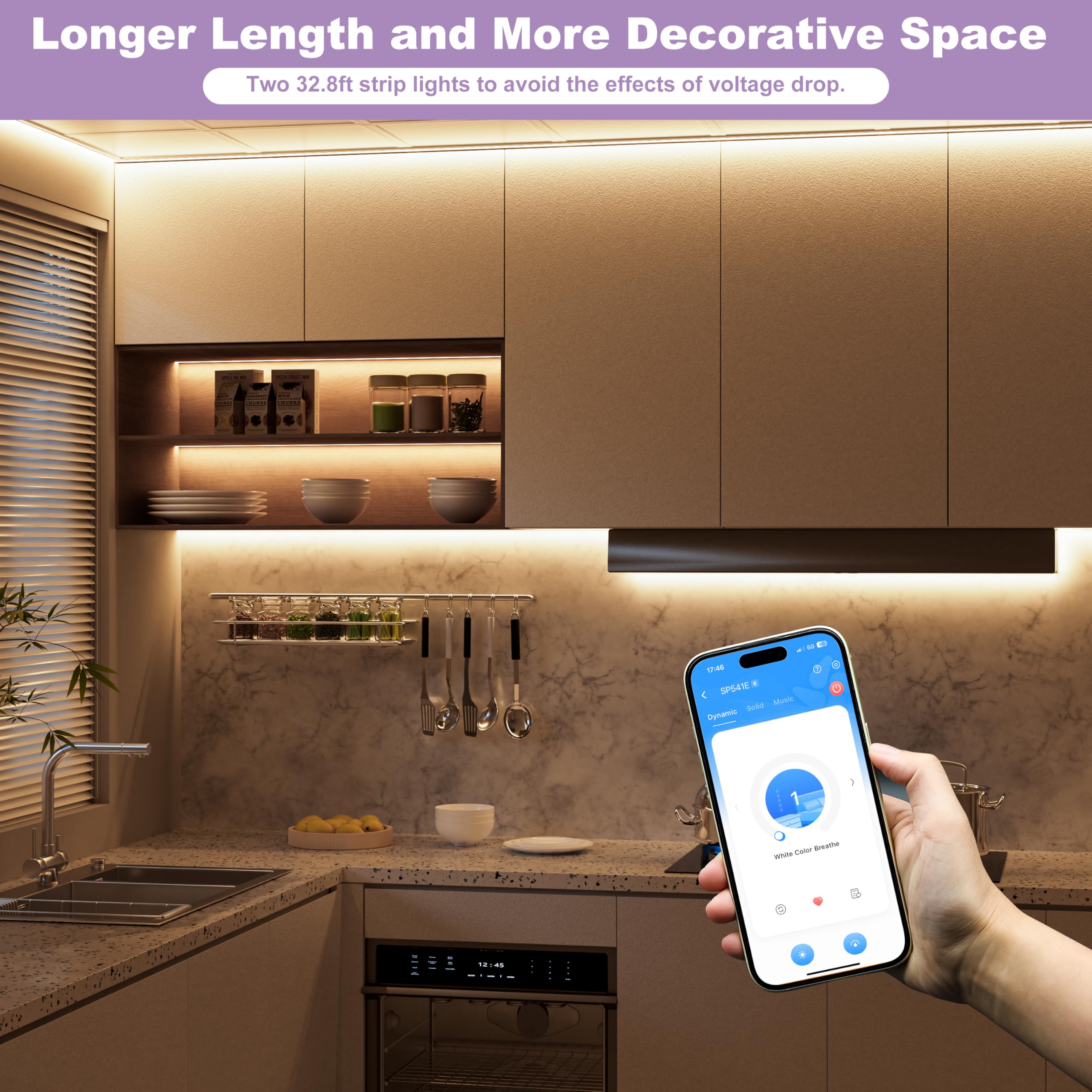 MIWISE LED-Streifen, 1,8 m, CRI 90+, dimmbar, 3000 K, warmweiß, super hell, App-/RF-Fernbedienung, kompatibel mit Alexa/Google, für Zuhause, Schrank, Schlafzimmer, Küche