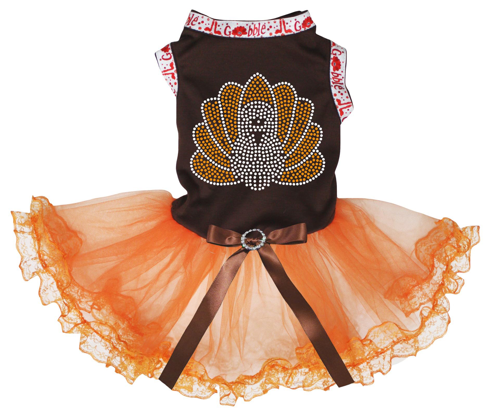 Robe chiot strass Turquie en dentelle de luxe marron orange XXXL