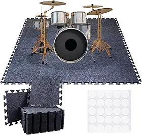 Conjunto de 20 Tapetes de Encaixe Espessos com Absorção Acústica, 30 X 30 X 0,8 Cm, Tapete de Alta Densidade para Piano e Bateria, Almofadas Antiderrapantes e Antivibração À Prova de Som