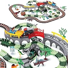 SOFTIES Dinosaur Toy Train with Track Set | Train Set for Kids 5+ Years with Car | Long Track Train Set with Adjustable Rails | Block Rider Toy Train Set | Big Size Train Toys for Boys 7-14 Years
