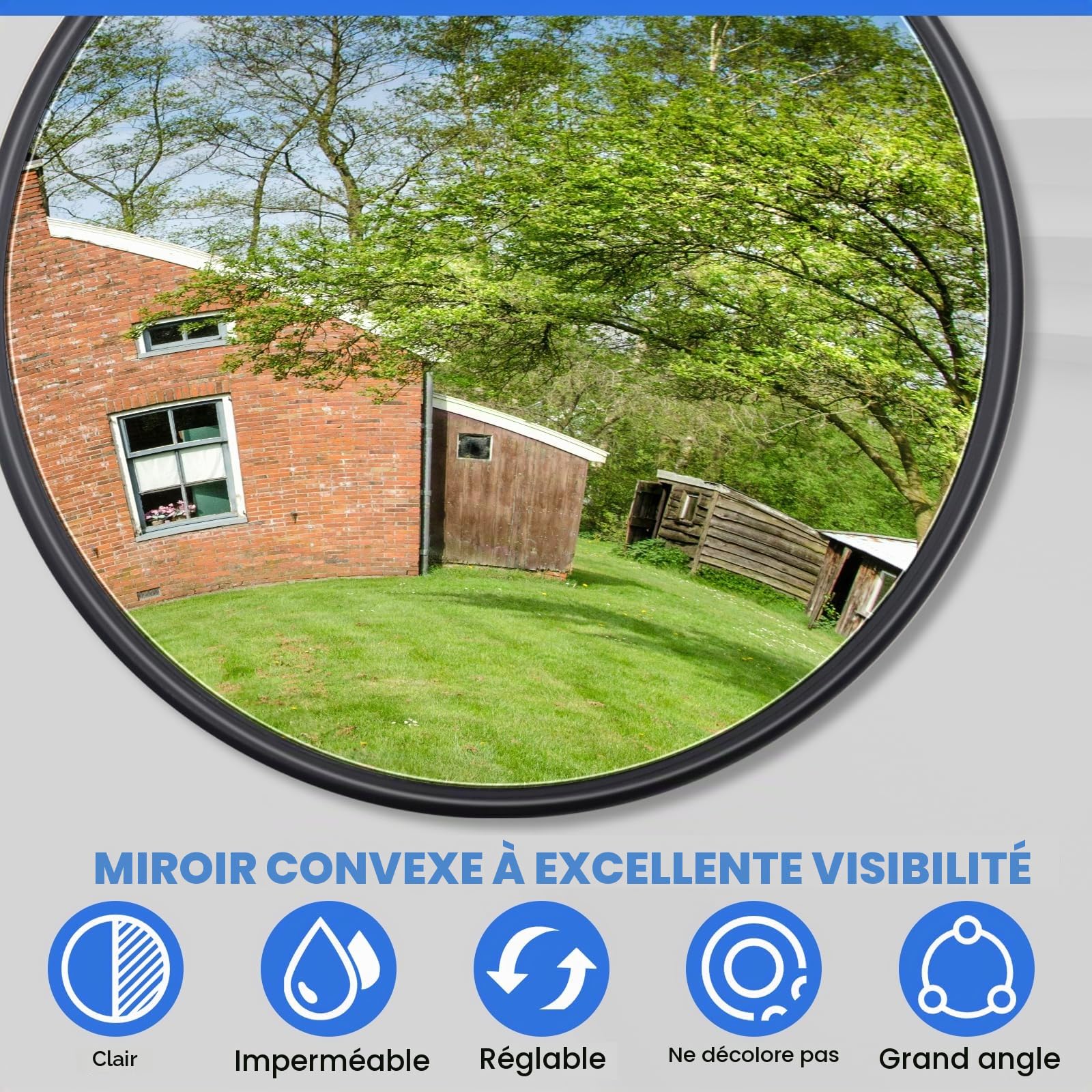 Miroir Convexe, Miroir Rond pour Camion à Angle Large pour Camions 360° Réglable Montage Universel Miroir de Remplacement pour Camion (2)