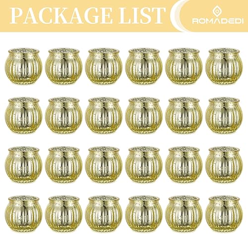 Miniatura 5 de Portavelas votivas doradas, 24 piezas de centros de mesa de boda para decoración de mesa, soporte redondo de mercurio para velas de té de mercurio,