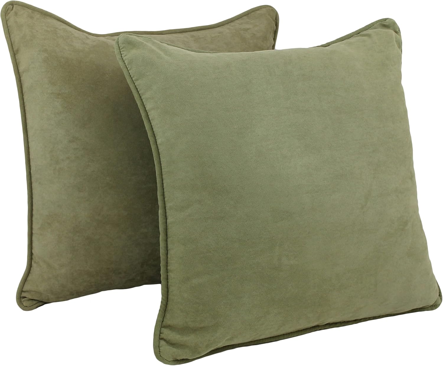 Blazing Needles Double-Corded Solid Microsuede Square Floor Pillows with Inserts (Set of 2), 25", Camel