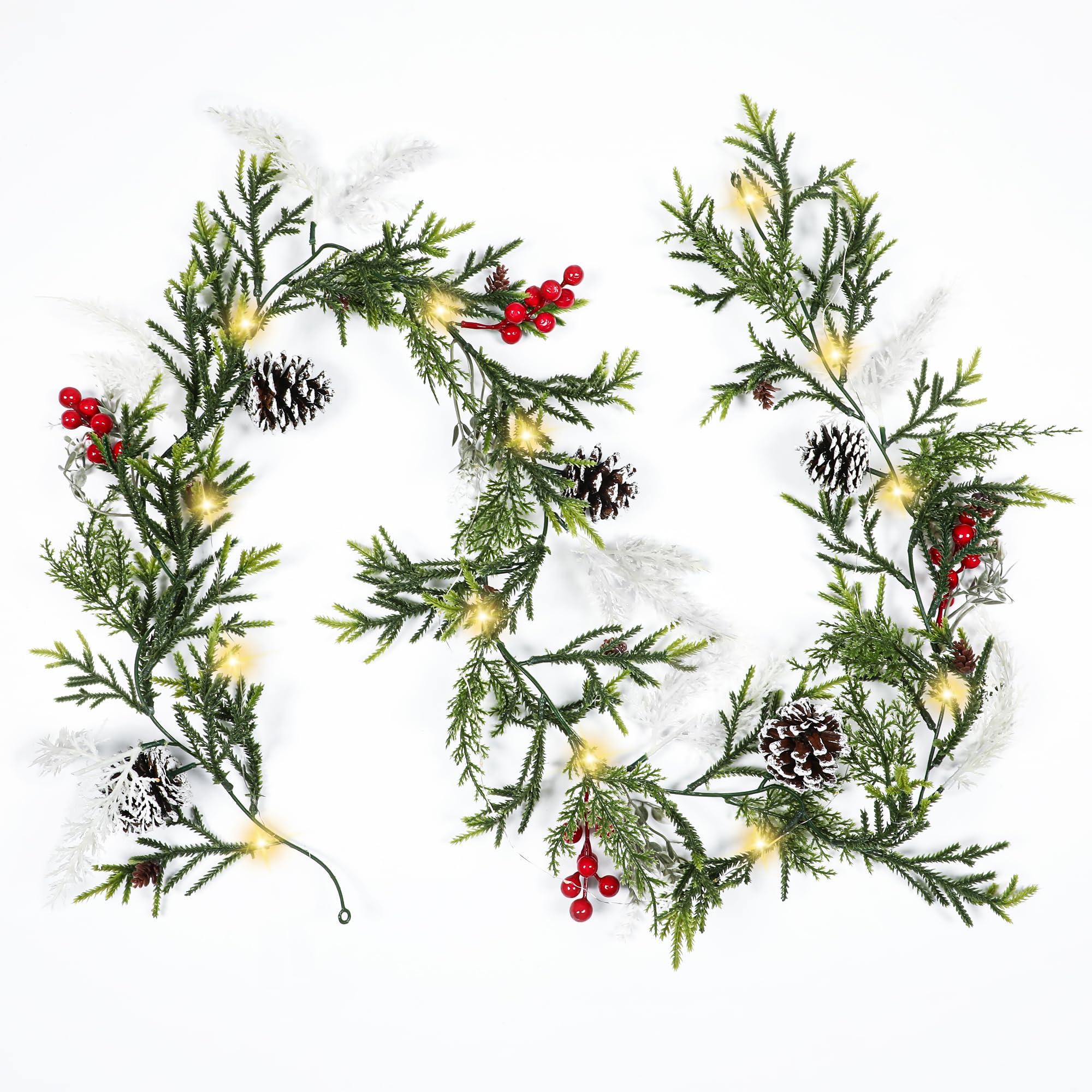 christmas garland with lights 6ft prelit christmas garland decorations indoor outdoor artificial christmas garland christmas pine cones garland for fireplace stair christmas decoration