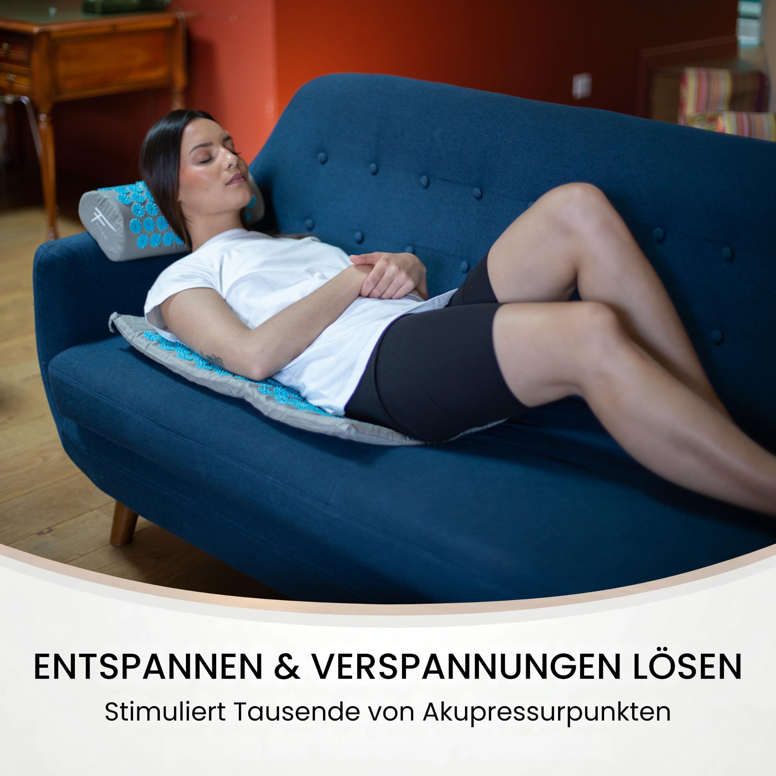 Fitem Akupressur-Set mit Matte, Kissen, Tasche und Massageball, lindert Rücken- und Nackenschmerzen, fördert Muskelentspannung, Massage, Entspannung und Wohlbefinden zu Hause