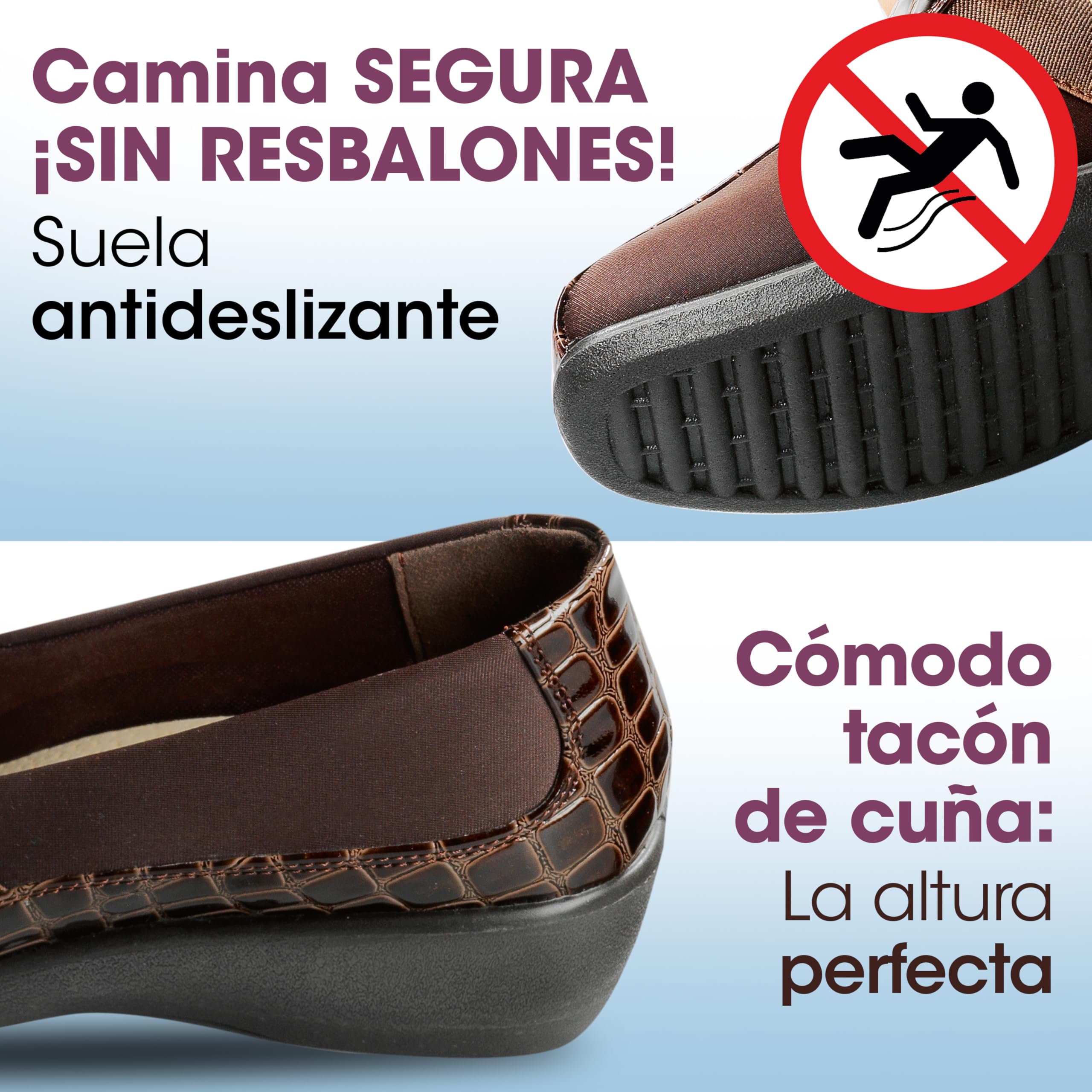 GALERIA DEL COLECCIONISTA Damenschuhe mit hohem Komfort, extra breite Passform, einfach anzuziehen: verstellbar, Innensohle aus Leder, rutschfeste Sohle, bequemer Keilabsatz: flexibel und elegant