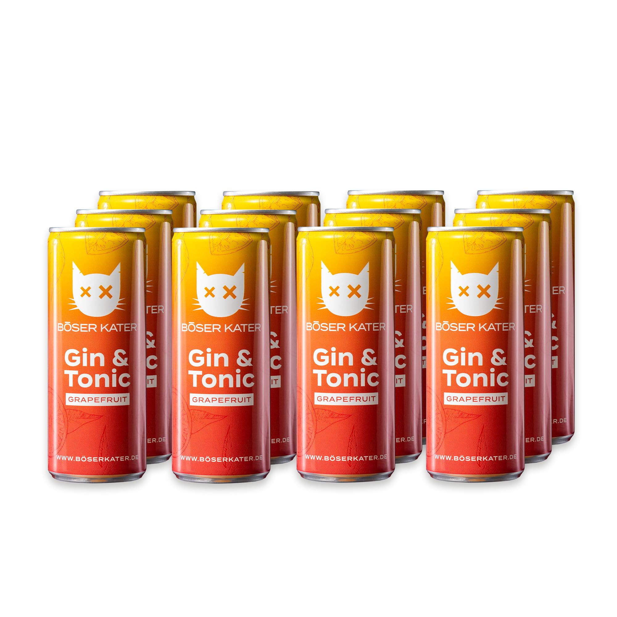 BÖSER KATER Grapefruit, Gin & Tonic Dosen, Saftiger Grapefruit-Geschmack, Erfrischendes Mixgetränk, Handlicher Ready-To-Drink Cocktail, Trinkfertig für unterwegs, 12 x 250 ml - 10% Vol