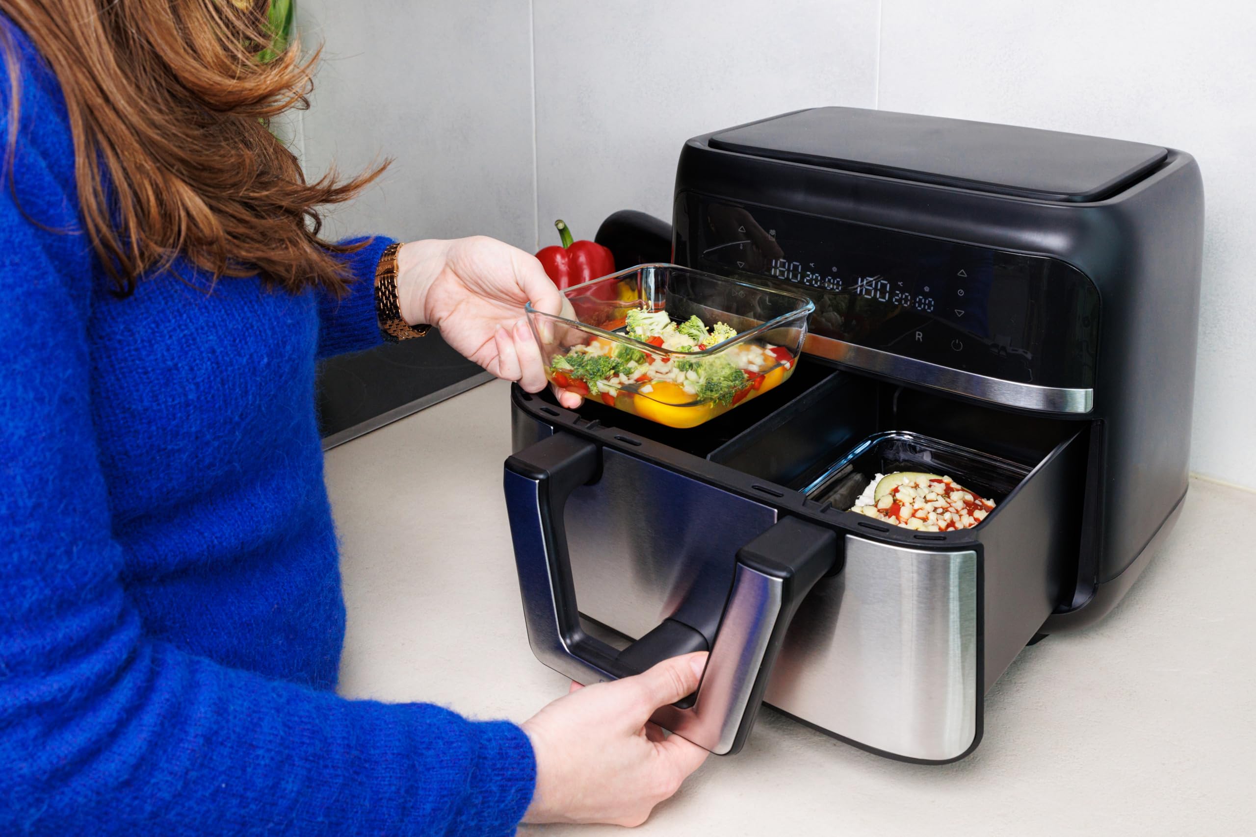 Plat air fryer - PYREX - 1450142 - Carré - En verre borosilicate - 25 x 22 cm