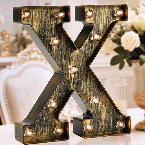 Miniatura 1 de Oycbuzo - Cartel de letras con luces LED doradas y negras, estilo industrial y clásico, para decoración de cafeterías, bodas, fiestas de cumpleaños,