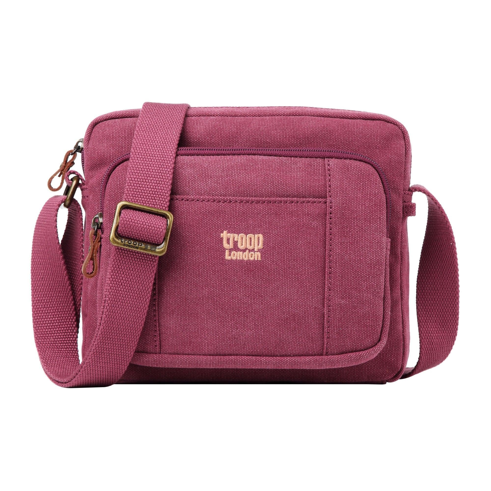 Troop London TRP0235 Classic Canvas Across Body Bag Burgundy