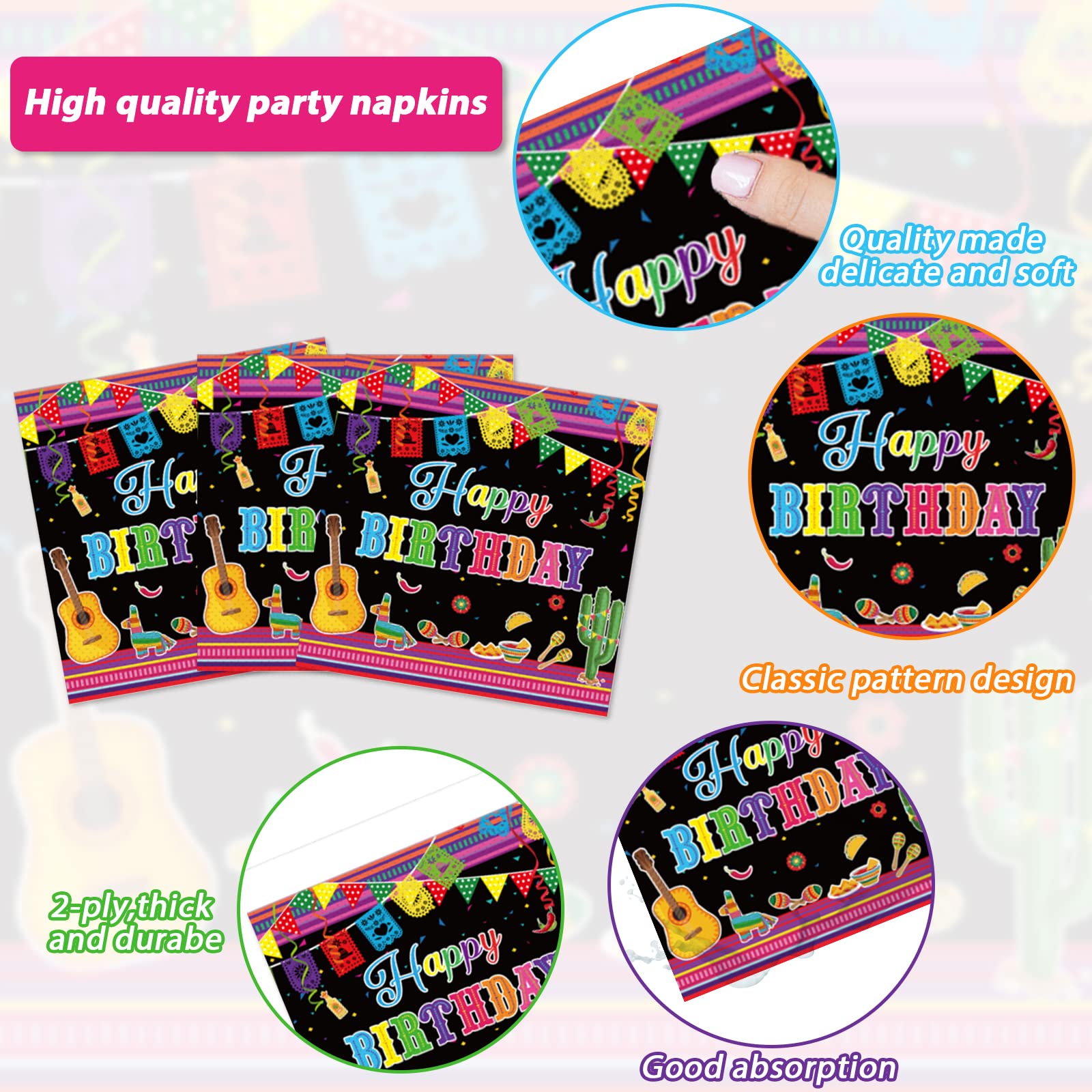 96PCS Mexican Fiesta Happy Birthday Tableware Set Mexico