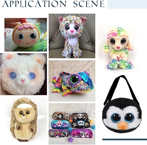 Miniatura 6 de PH PandaHall 24 juegos de ojos de seguridad de plástico, 6 colores, ojos de animales rellenos con purpurina de 1.378 in, ojos de ganchillo para oso