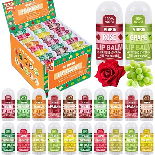 120 Pack Mini Lip Balm Bulk, 10 Assorted Flavors, 0.1oz