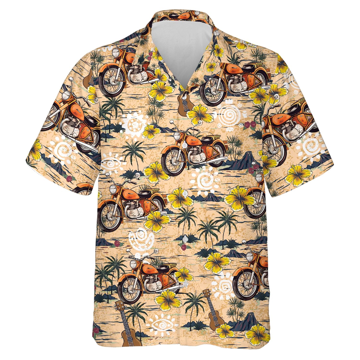 Motorcycle Hawaiian Shirt for Men - Women Tropical Motorbike Button Down Mens Hawaiian Shirts Short Sleeve Series 413 Size 4XL