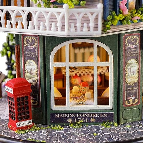 Miniatura 5 de con caja de música giratoria casa de muñecas en miniatura, casa de muñecas de bricolaje, regalos para niños para mujeres, regalos de cumpleaños para