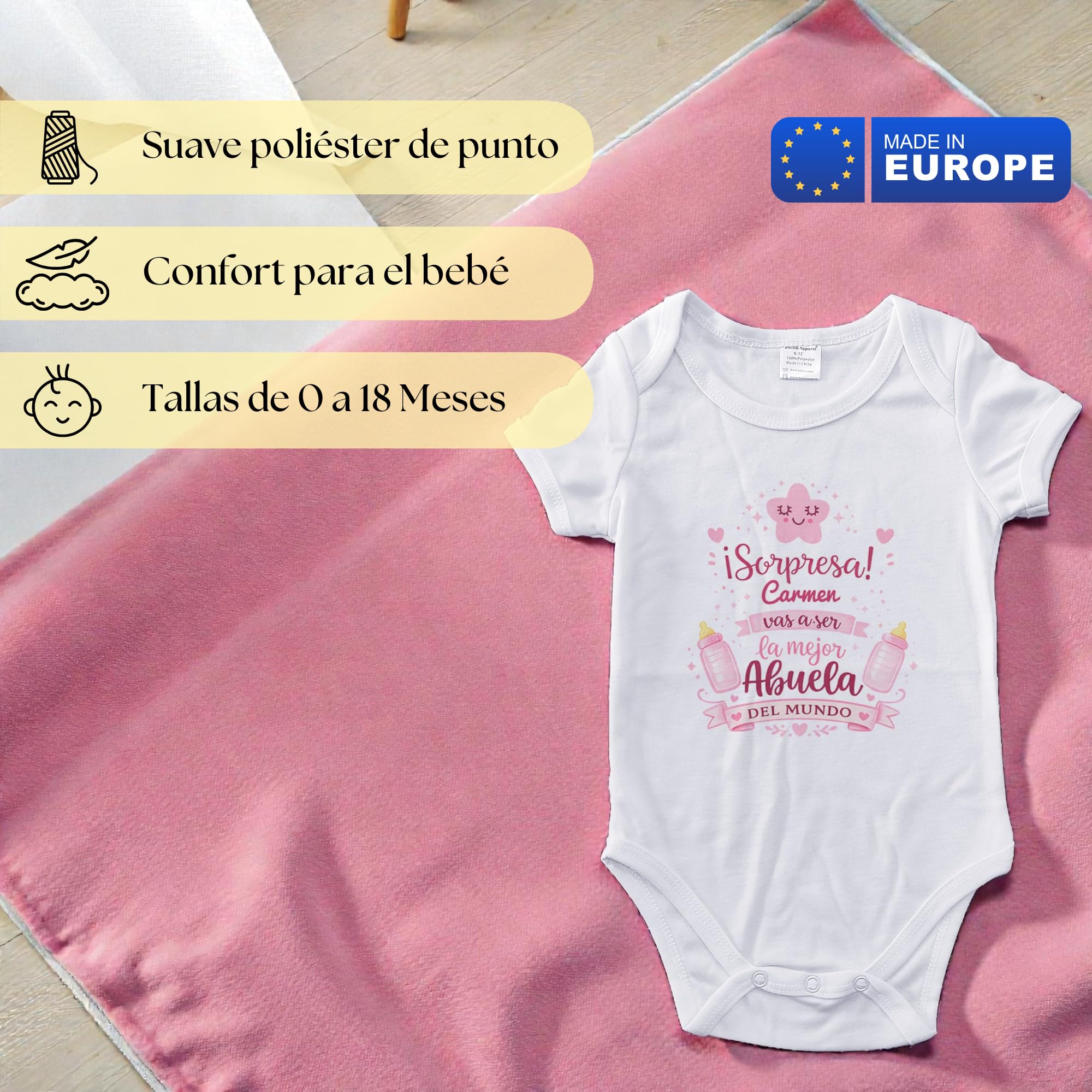 LolaPix Body Vas a ser... Bebé. Body Personalizado para Bebes. Regalo Sorpresa Anuncio Embarazo para Abuela. Manga Corta y Larga - Tallas de 0 a 18 meses — view 2