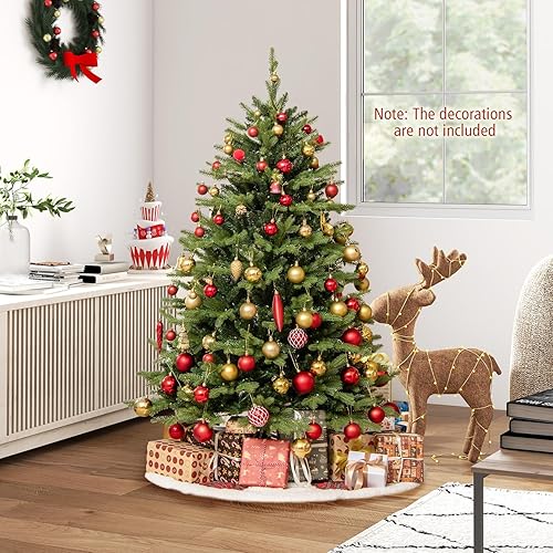 Miniatura 9 de GOFLAME Árbol de Navidad artificial preiluminado de 6 pies, árbol de Navidad con bisagras con 350 luces LED, 11 modos de iluminación, 1168 puntas de