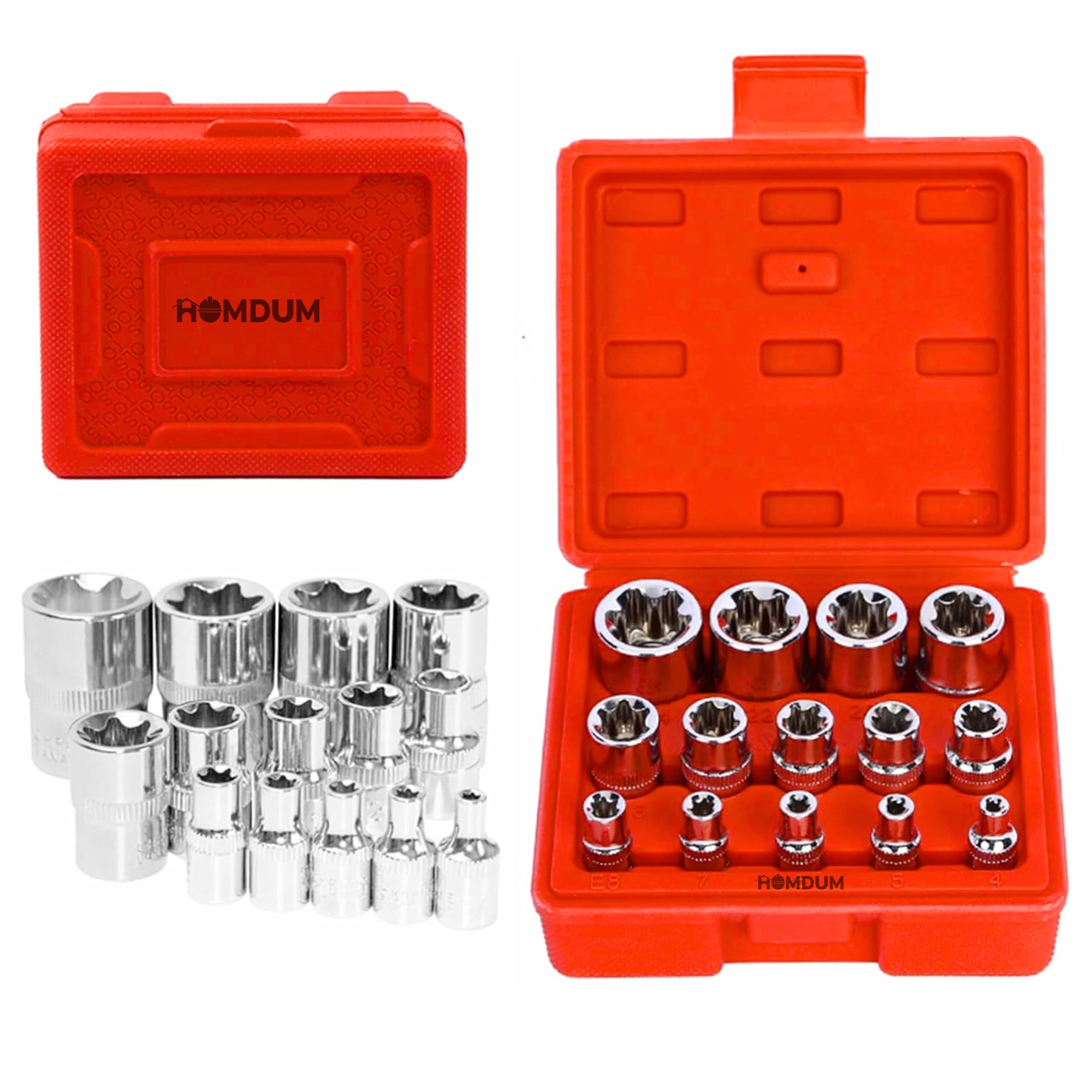 Homdum 14PCS Female E-Torx Star Socket Set with Case Torque Socket Set,Star Socket Set,E-Torx External Socket E24-E4 (B0D8Q66VLN) Amazon Price History, Amazon Price Tracker
