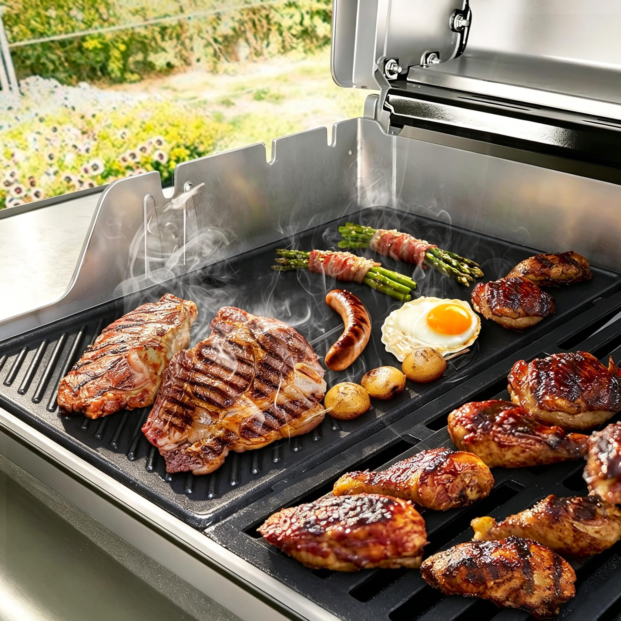 7637 Żeliwny ruszt do grillowania, 44,5 cm, płyta żeliwna do grilla gazowego Weber Spirit E210/220 S210/220 (z przednimi przyciskami sterującymi), płyta grillowa + ruszty, część zamienna do