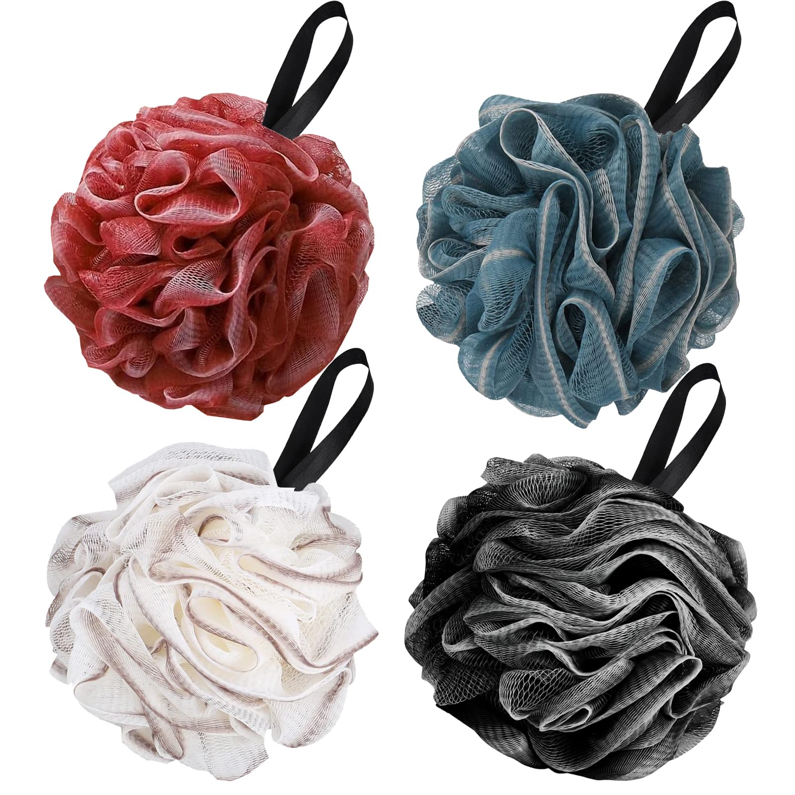 4 Paquetes de Esponja de Baño de Luffa Exfoliante Cuerpo Exfoliante Hombres y Mujeres con Ducha de Malla Suave, 60g/Pc