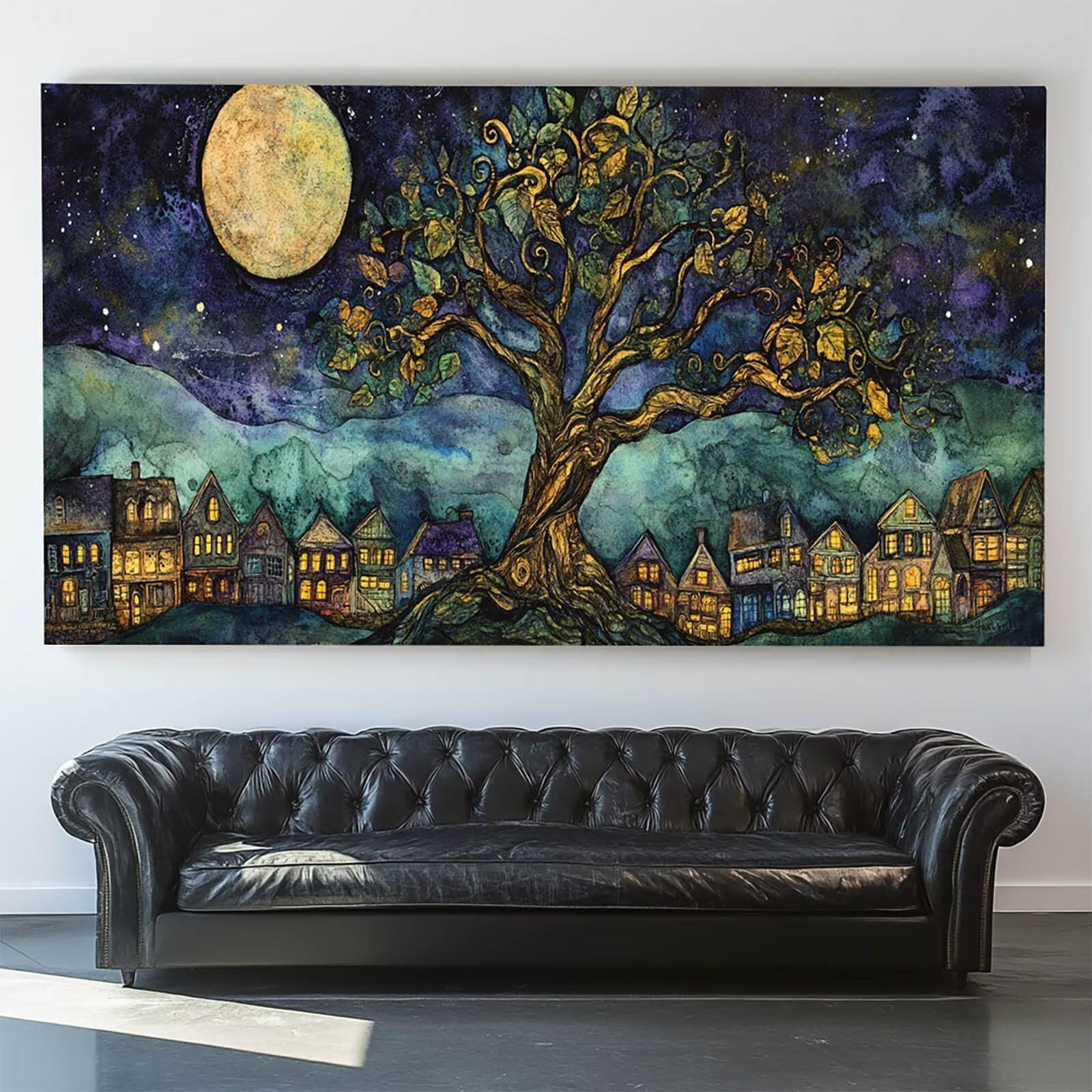 Pintar por Numeros Adultos Cielo estrellado, Pintar por Numeros Niños Kit Manualidades Adultos Ciudad Cuadros para Pintar por Numeros Pintura Acrílico, Cuadros Decoracion Salon Modernos 80X160cm 7--U