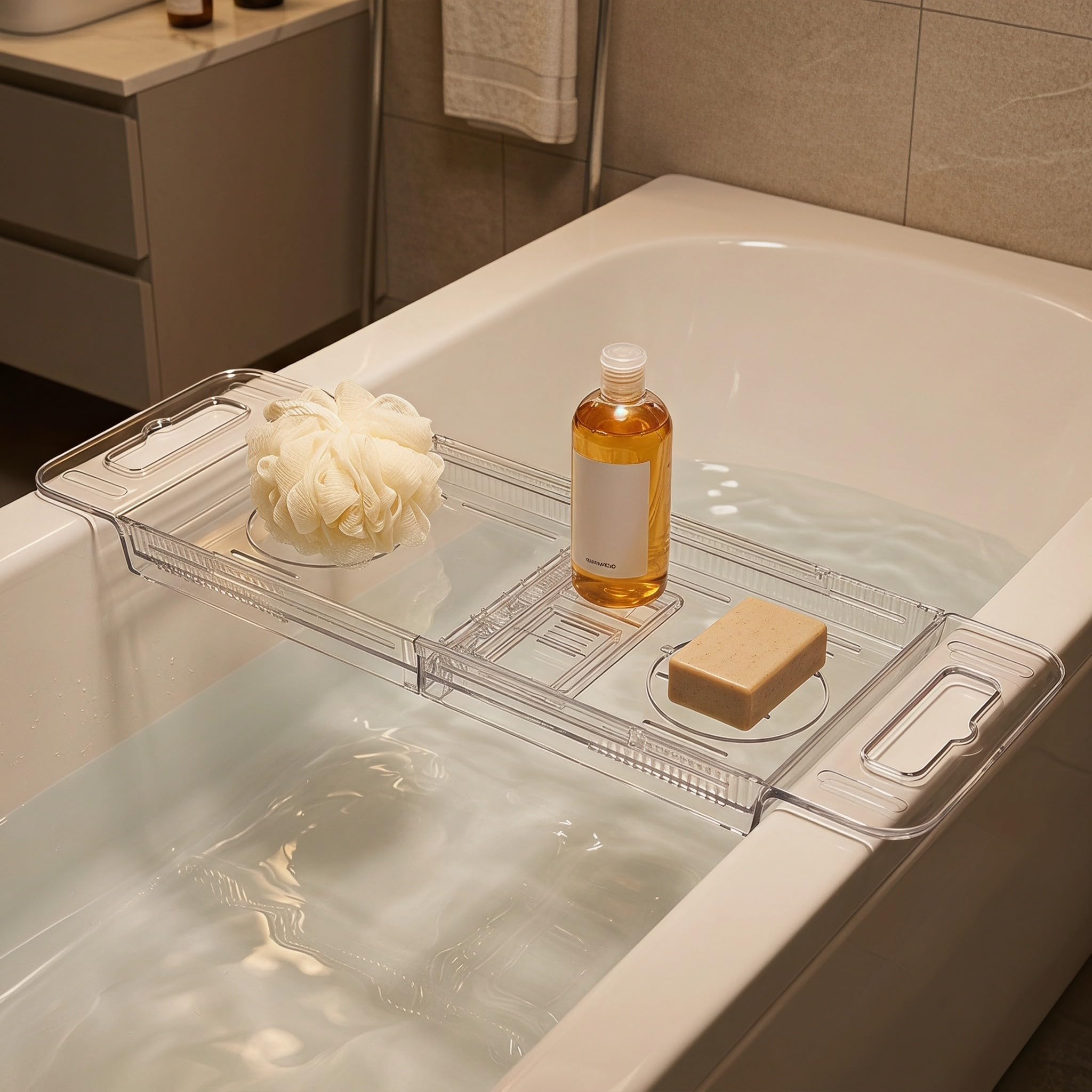 POPETPOP Bandeja con Superficie Lisa y Diseño Minimalista Plegable y Portátil de Plástico y Limpieza Rápida para Bañera Adecuado para Baños Pequeños