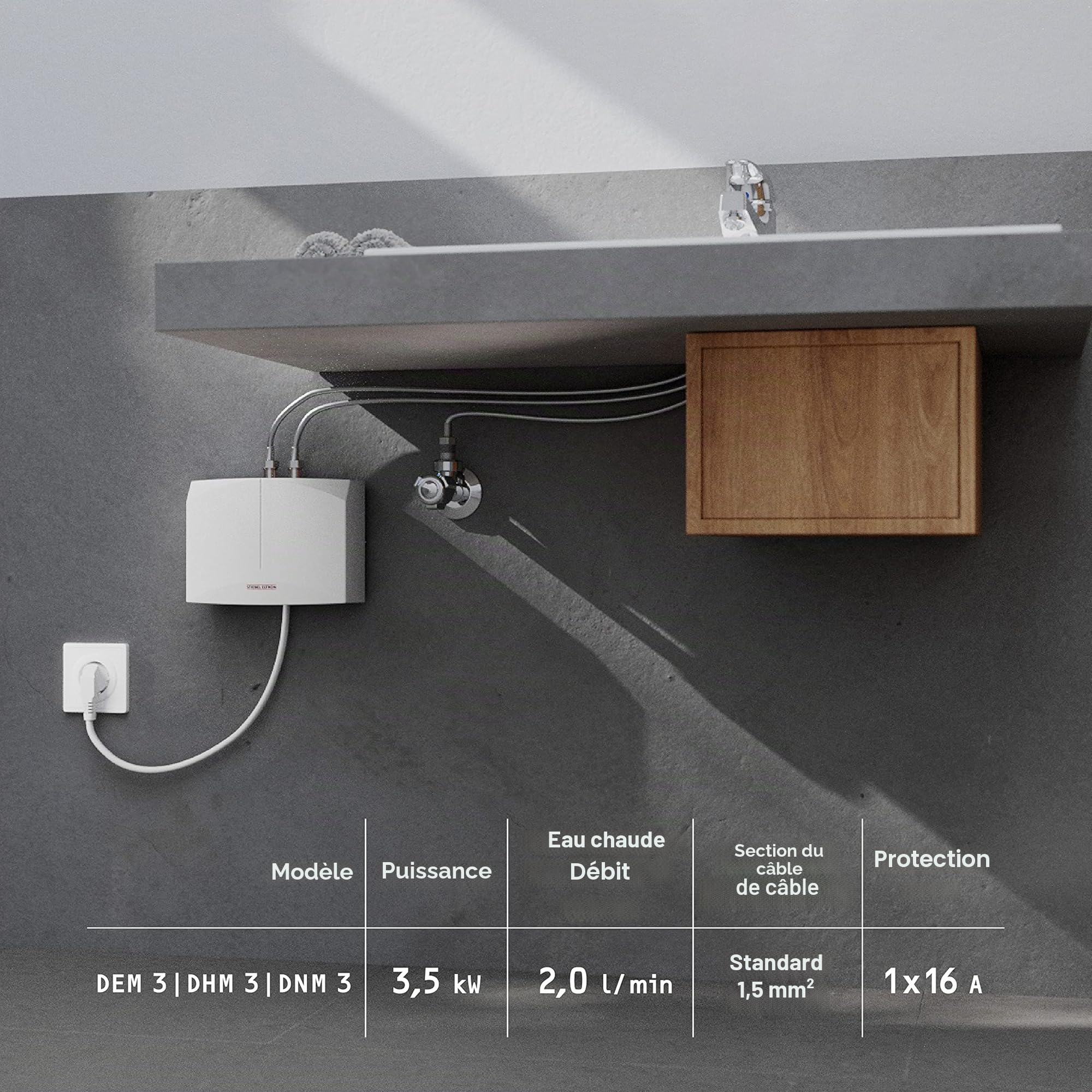 Stiebel Eltron DNM Mini chauffe-eau instantané à commande hydraulique., blanc, 185411 3.5 kilowattsW, 230 voltsV