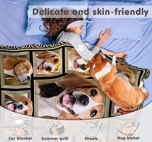 Miniatura 7 de Beagle Manta para niños, manta suave y mullida para perro, regalo de felpa con estampado de Beagle para niños y niñas, 40 x 50 pulgadas