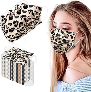 Face Masks Disposable 100 Pcs - Tie dye Face Mask,Leopard Printed Face Mask,3-Layer Breathable Disposable Masks for Adults Men Women,Holiday Mask Colorful Mask for Protection