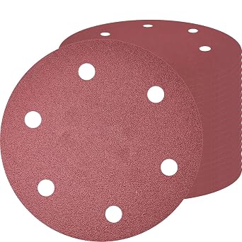 30 PCS 9 Inch 6 Hole 60 Grit Drywall Sanding Discs - 9 Hook & Loop Aluminum Oxide Sander Disc Grinding Abrasive Sandpaper for Drywall Sander Wood Furniture Finishing