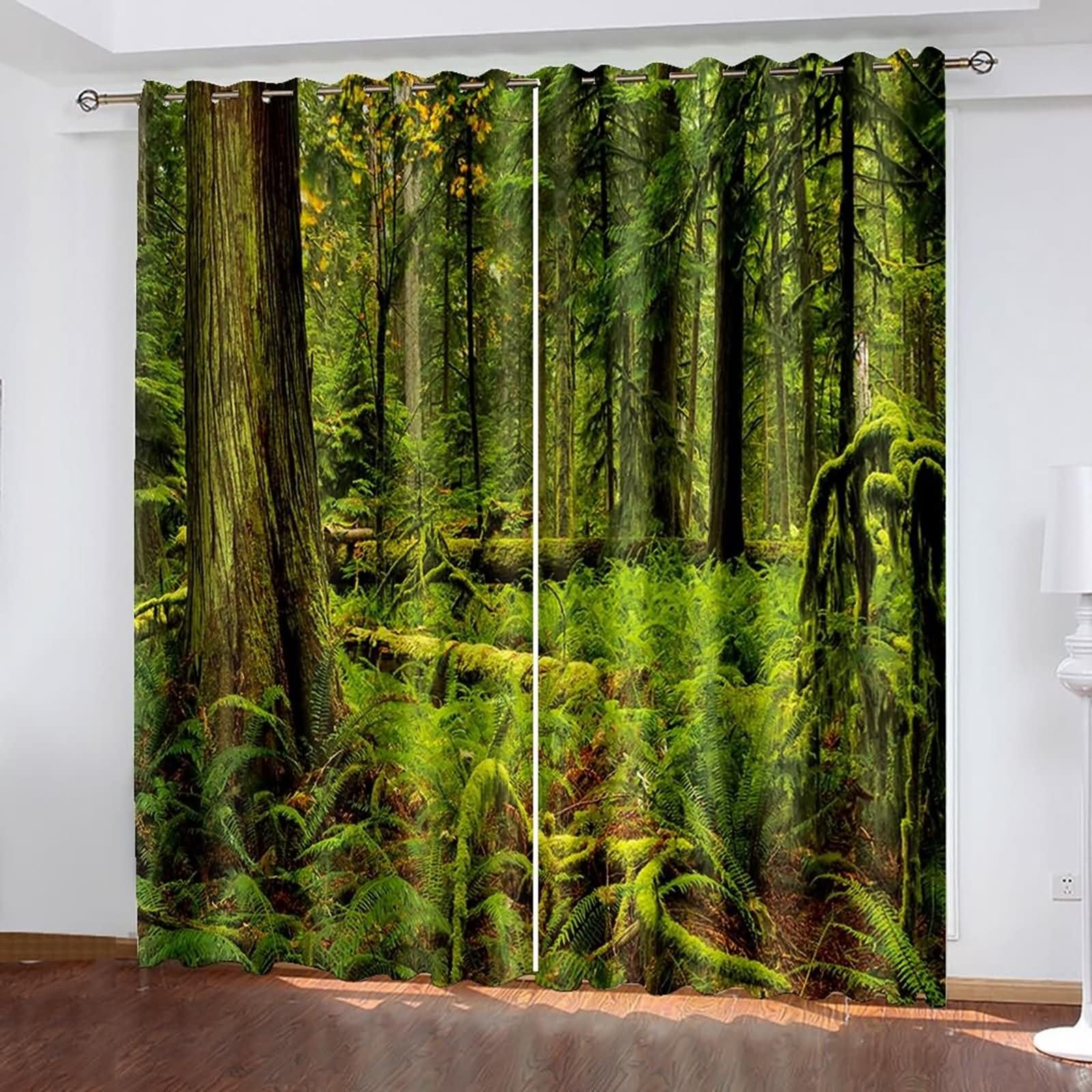 Homxi Drapes for Kitchen Blackout 2 Panels Set,2 x 38W x 72H in,Window Curtain with Eyelets Trees Scenery Drapes Dining Room Window Green