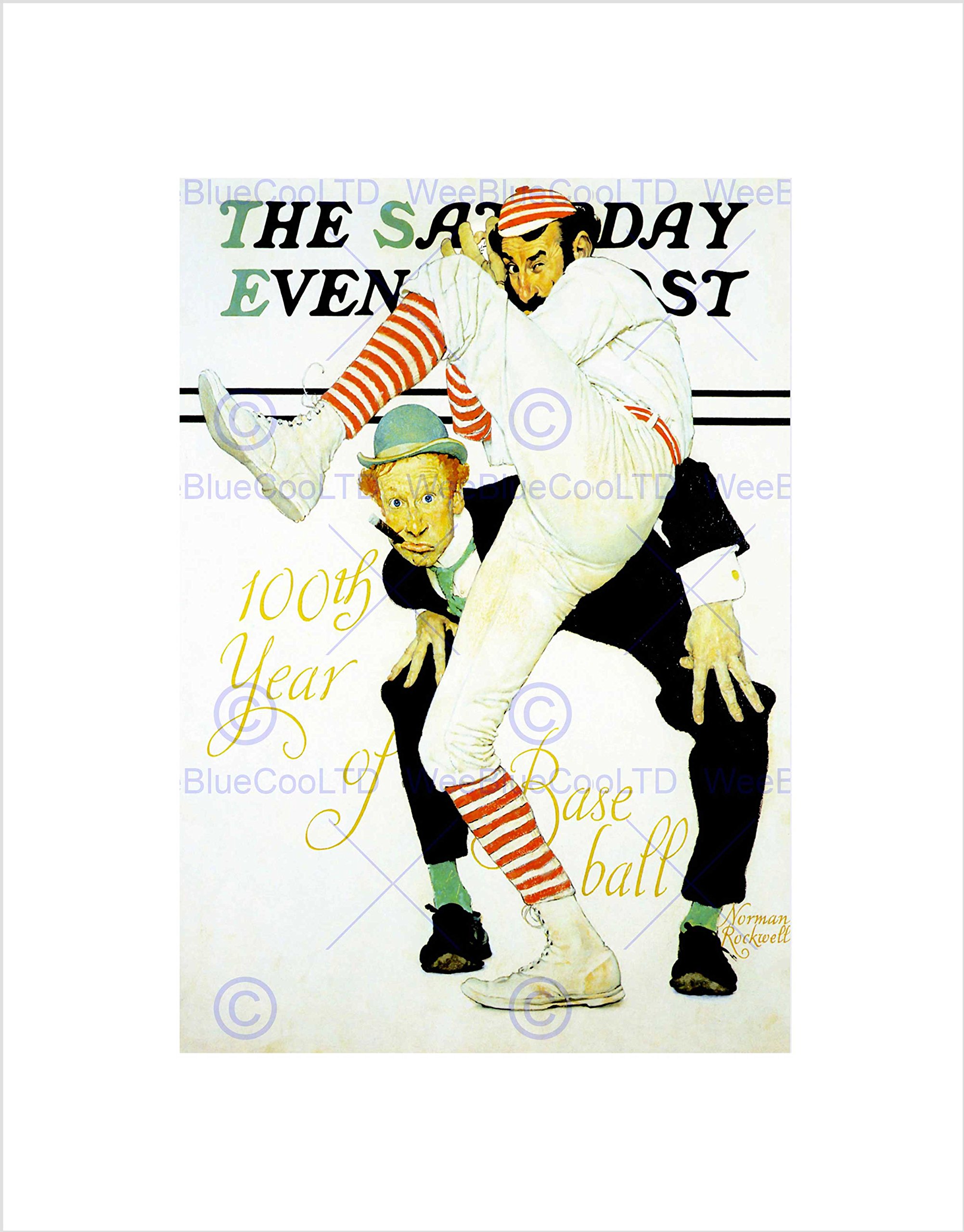 Wee Blue Coo MAGAZINE COVER SPORT SCENE BASEBALL PITCHER CATCHER CIGAR ART PRINT B12X12133