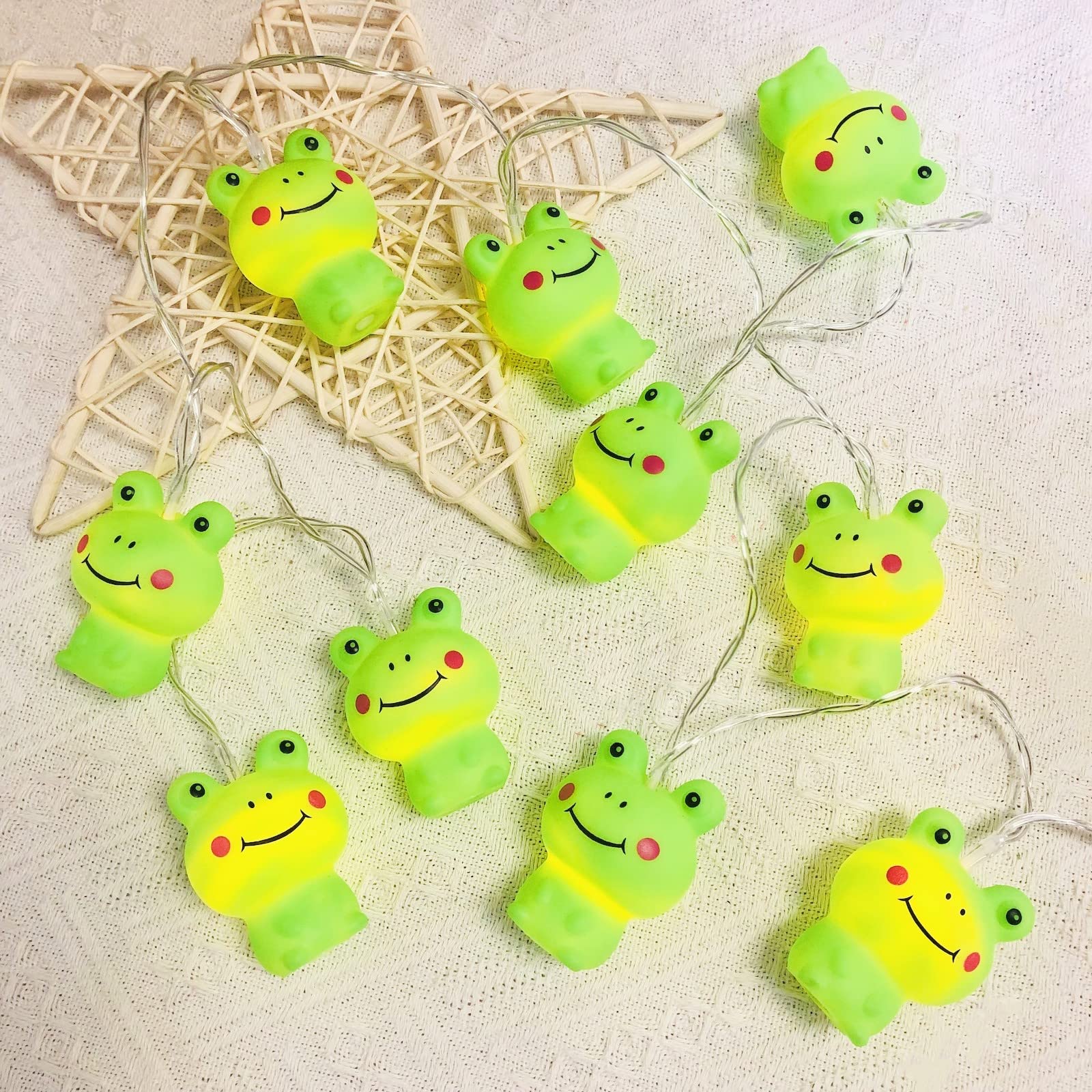 Riaxuebiy Prince Frog String Light Cartoon Frog Fairy Light Night Light Green Frog Lanterns for Halloween Christmas Thanksgiving Home Party Children Kids Bedroom Decoration (1.65m/10led - Image 3