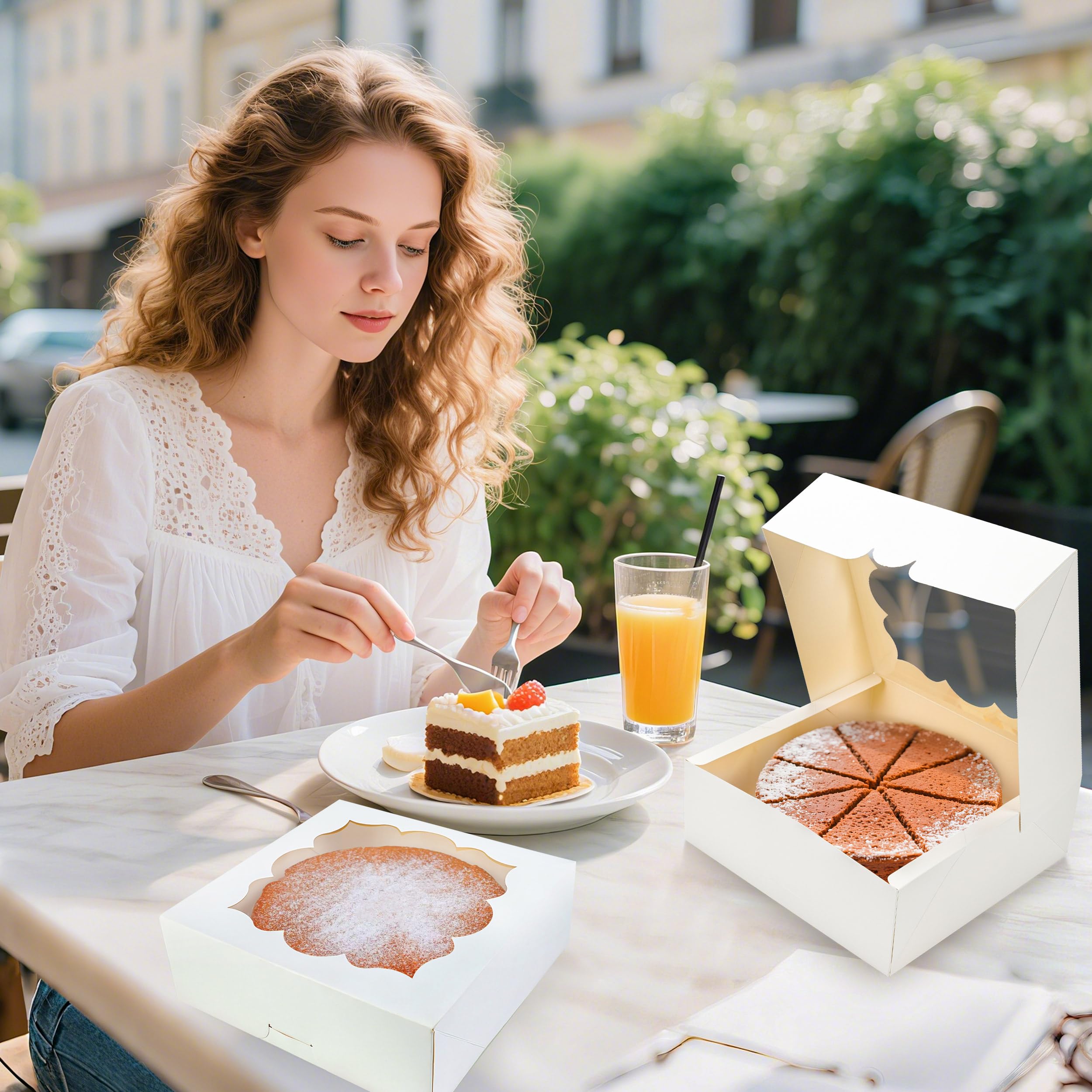 BTSD-home Lot de 20 boîtes à tarte de 25,4 x 25,4 x 7,6 cm avec fenêtre – Boîtes à tarte pour tartes, cheesecake et fraises recouvertes de chocolat (blanc)