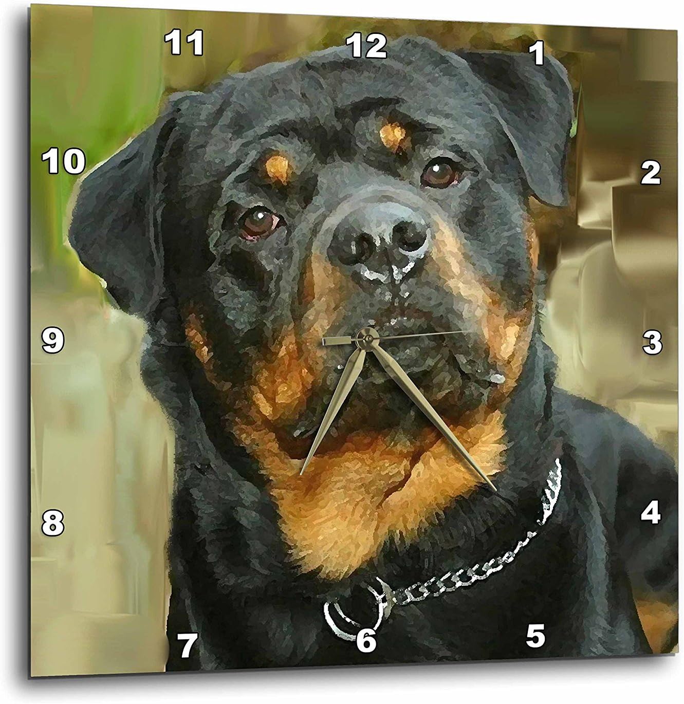 3dRose DPP_4341_1 Rottweiler Portrait Wall Clock, 10 by 10-Inch